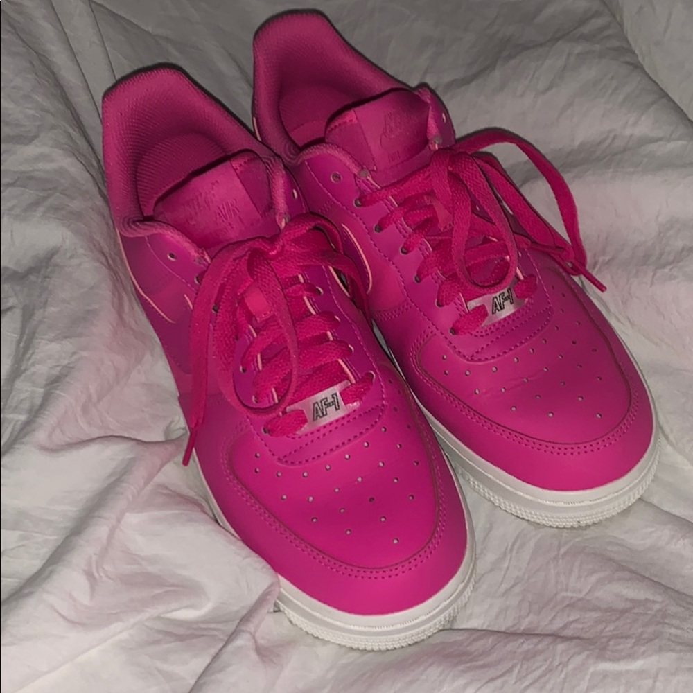 Neon pink Air Force ones